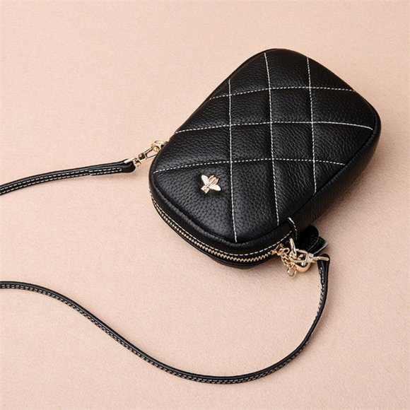 Genuine leather quilted crossbody purse - Picture 3 of 13